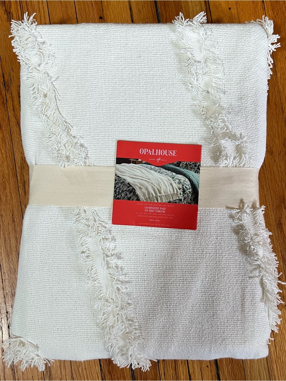 Opalhouse Ivory Fringe Woven Throw Blanket